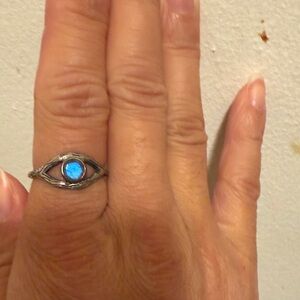 Artisan Silver Blue flash labradorite evil Eye protection Ring